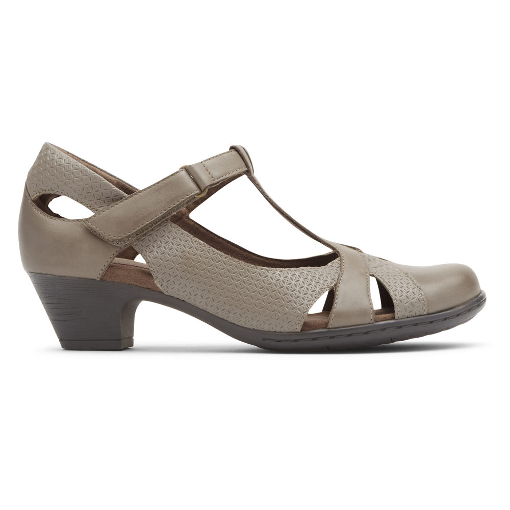 Rockport Womens Brynn T-Strap - Heels Grey - VOI129086